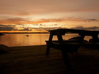 Scenic view of sea against orange sky