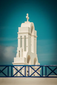 Low angle view of building against blue sky