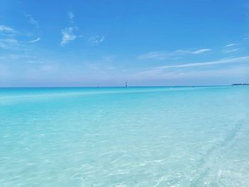 Scenic view of sea against blue sky