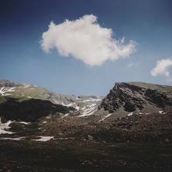 Scenic view of rocky mountains against sky