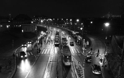 Cars moving on road at night