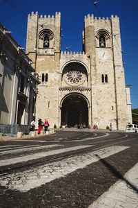 Facade of church against blue sky