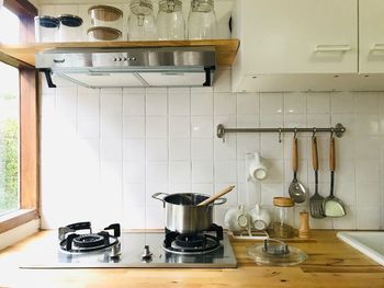 Stove on kitchen counter at home