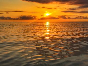 Scenic view of sunset over sea