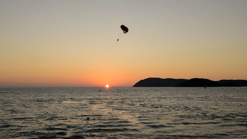 Scenic view of sea during sunset