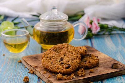 Close-up of cookies on table