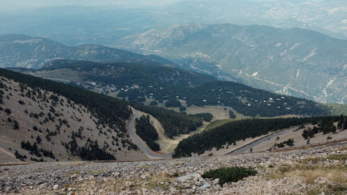 High angle view of road along landscape