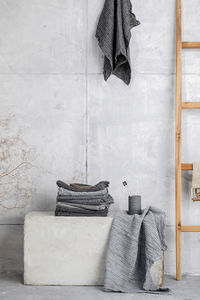 Clothes hanging on wall