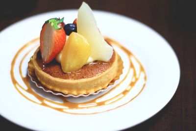 Close-up of dessert served in plate