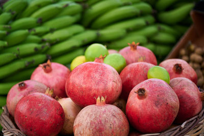 Close-up of fruits for sale at market stall