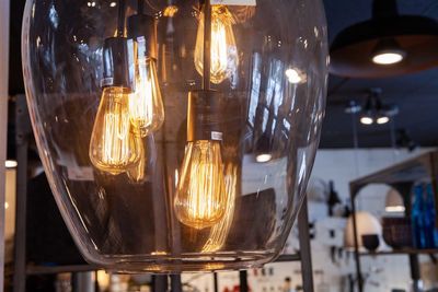 Close-up of illuminated light bulb