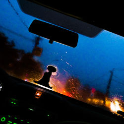 Car on road at night