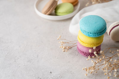 Stack of macarons, macaroons french cookie