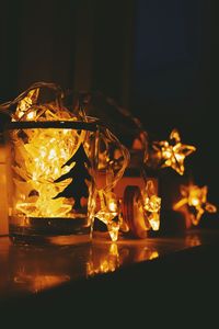 Close-up of illuminated candles