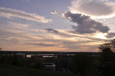 View of cityscape at sunset