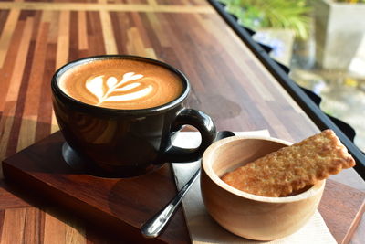 Coffee cup on table