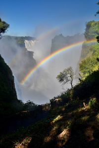 Scenic view of rainbow over landscape