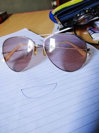 Close-up of sunglasses on table