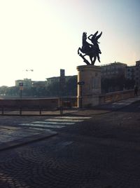 Low angle view of statue against clear sky