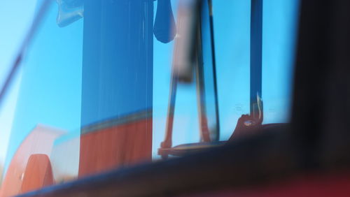 Close-up of blue glass window