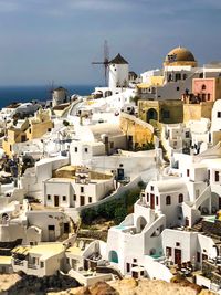 High angle view of buildings in town