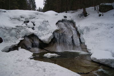 Scenic view of waterfall in winter