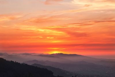 Scenic view of dramatic sky during sunset