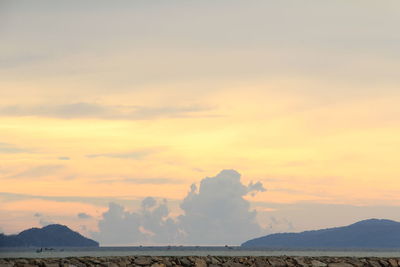 Scenic view of silhouette landscape against sky during sunset