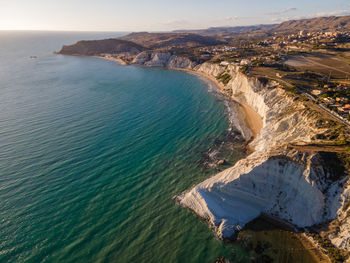 High angle view of surf on beach