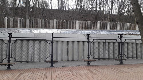 View of metal fence during winter