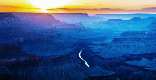 Scenic view of mountain at sunset