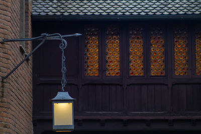 Low angle view of illuminated light