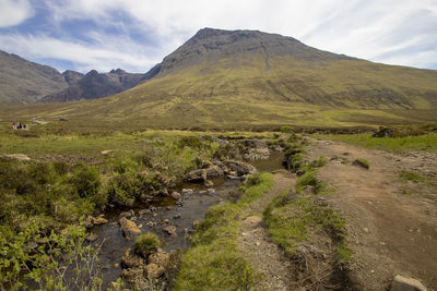 The rugged landscape near fairy pools on the isle of skye in scotland, uk