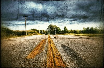 Country road along trees