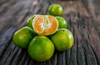 Close-up of oranges on table