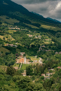 High angle view of townscape against sky