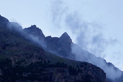 Low angle view of mountain range against sky