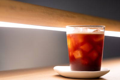 Close-up of drink in glass on table