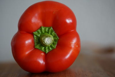 Close-up of red bell peppers on table