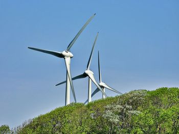 Low angle view of wind turbine against clear sky