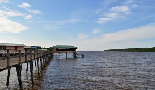 View at the village in lawas. some of the villagers houses was connected with wooden bridge.