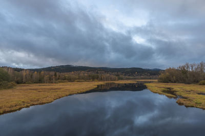 Scenic view of lake against sky