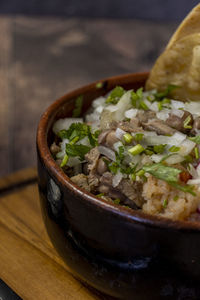 Close-up of food in bowl on table