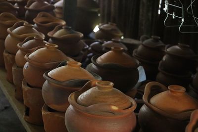 View of decorated for sale at market stall