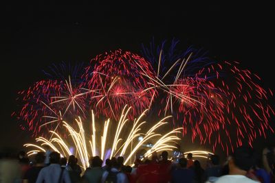 Firework display at night