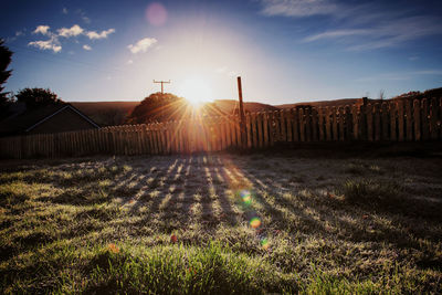 Scenic view of field against sky during sunset