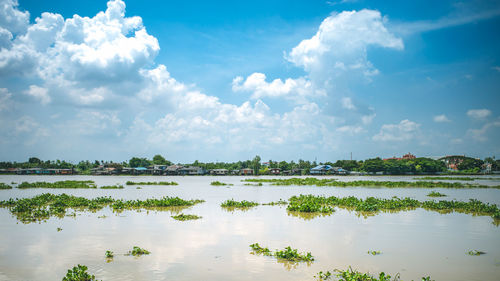 Scenic view of lake against sky