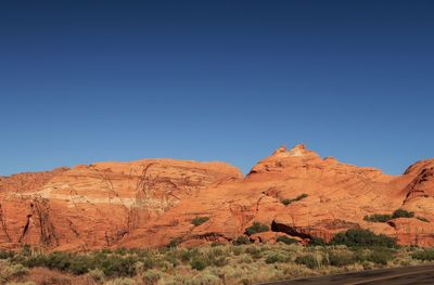 Landscape of red rock hills in snow canyon state park in utah