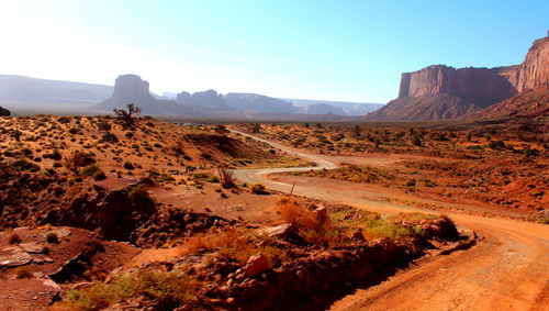 Scenic view of desert against clear sky