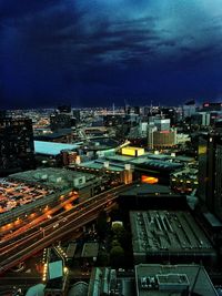 City lit up at night